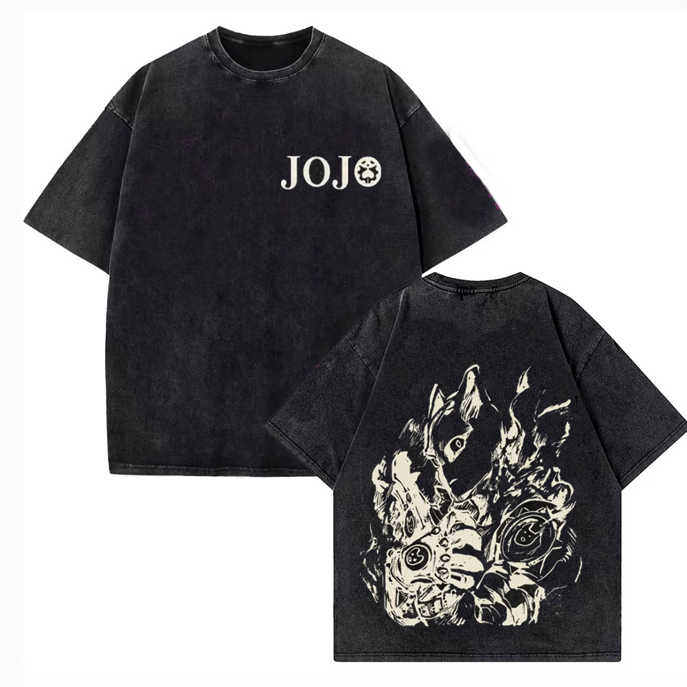 Jojo Anime Merchandise - Винтажная футболка с эффектом потертости для