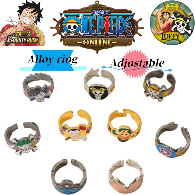 Luffy Anime Merchandise - Креативные аниме-аксессуары One Piece: персонализированные кольца